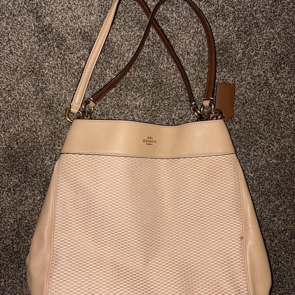 Coach Beige and Brown Shoulder Bag